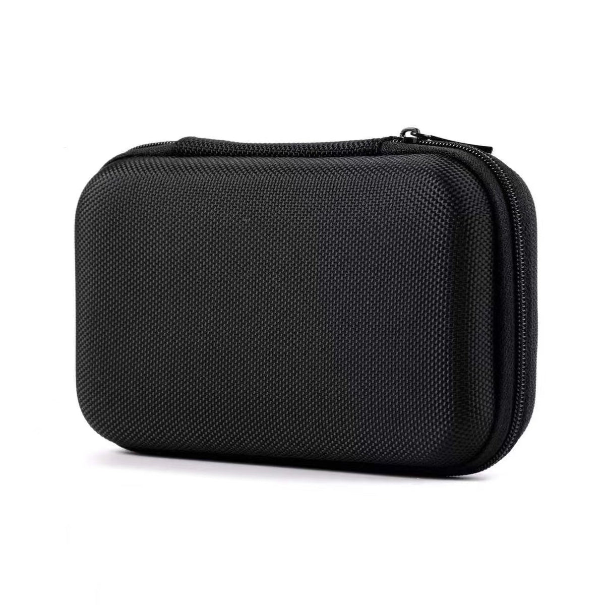 Jump Master Pro hard carry case closed, three-quarter view showing woven shell and all-round zip